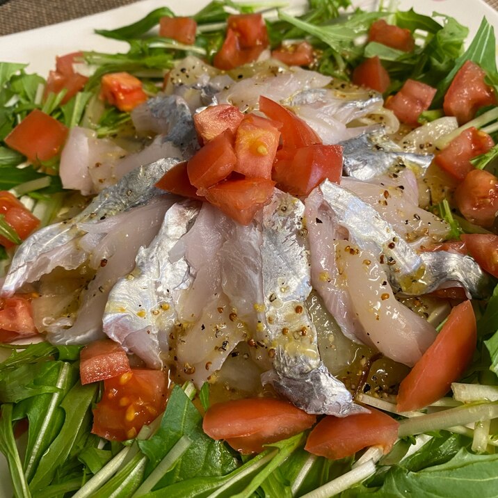 塩昆布を加えて❣️太刀魚と薄切り大根のカルパッチョ